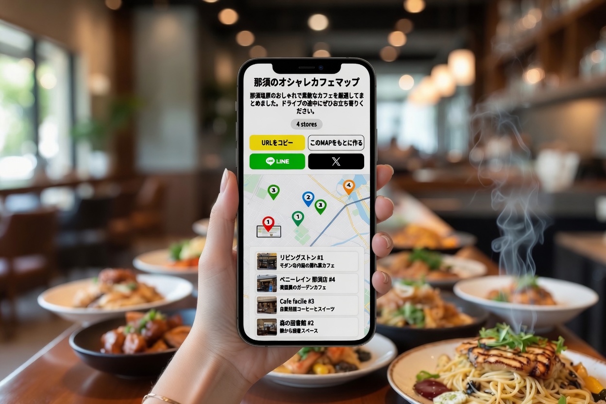 スマートフォンでmap-sの店舗MAPを見ているイメージ